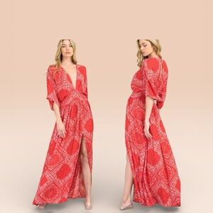 Ambition Red Patterned Maxi Dress